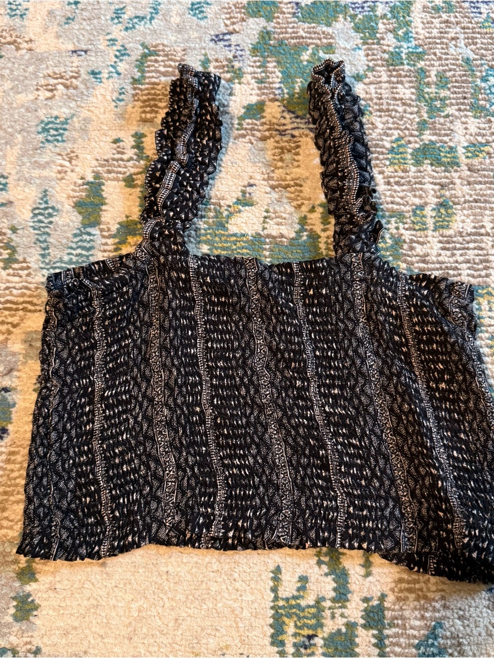 T.J.Maxx Black and White Smocked Tank Cropped Camisole